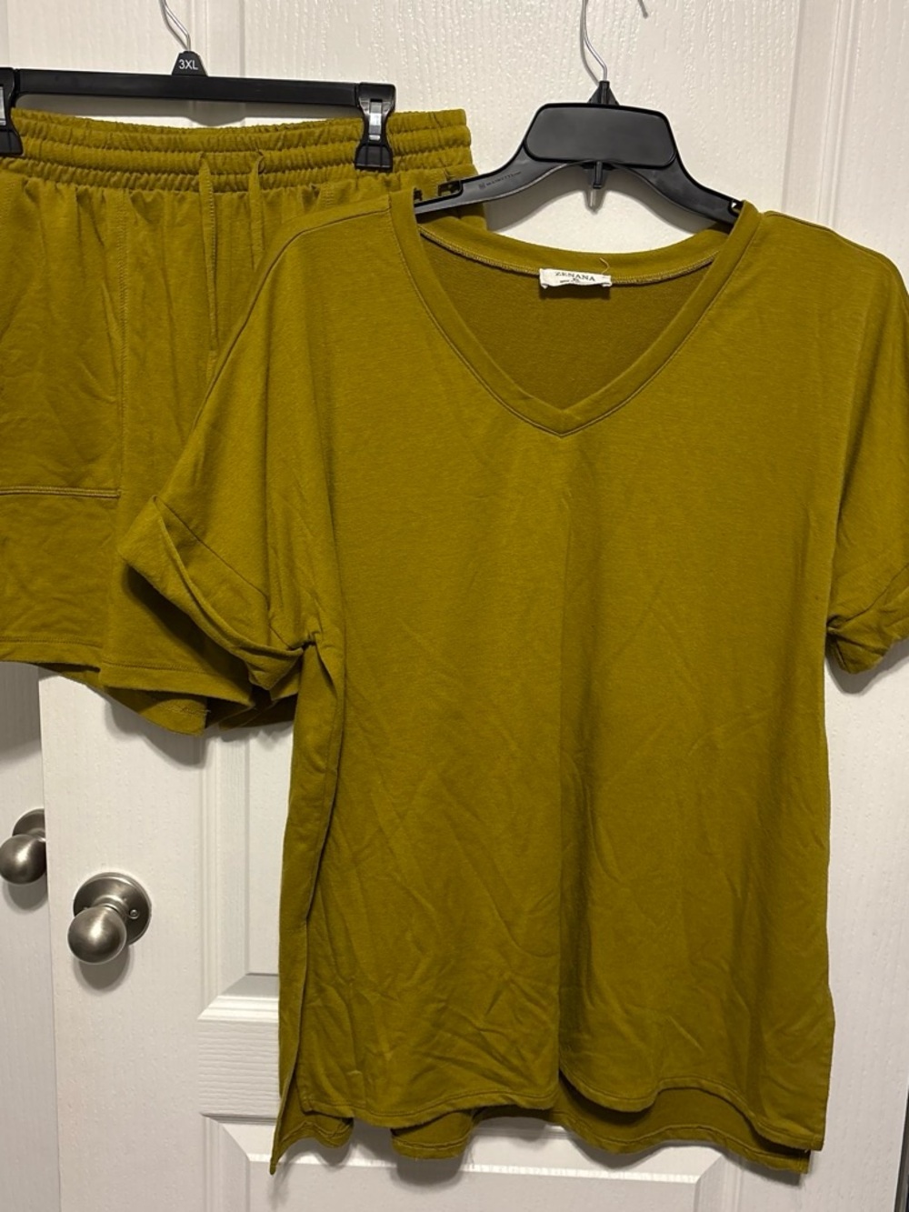 Zenana Outfitters Olive V-Neck Short Sleeve Top